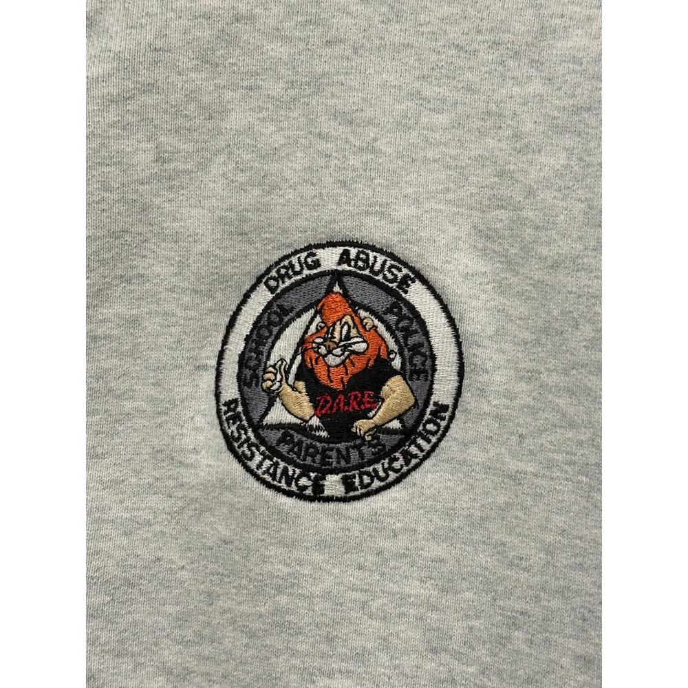 Vintage Fruit of the Loom D.A.R.E. Varsity Jacket Mens XL Grey Black Supercotton - Picture 2 of 11